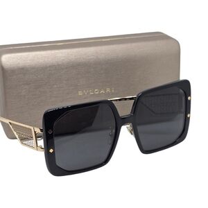 Bulgari Black AND GOLD Square Sunglasses SUPER ELEGANT